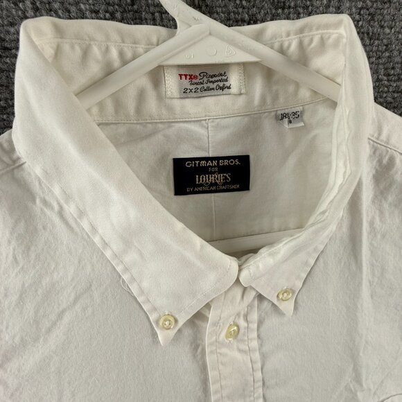 Gitman Bros Pinpoint Button-Down All Cotton 18.5 35 Oxford TTX White Shirt Solid - Picture 2 of 16